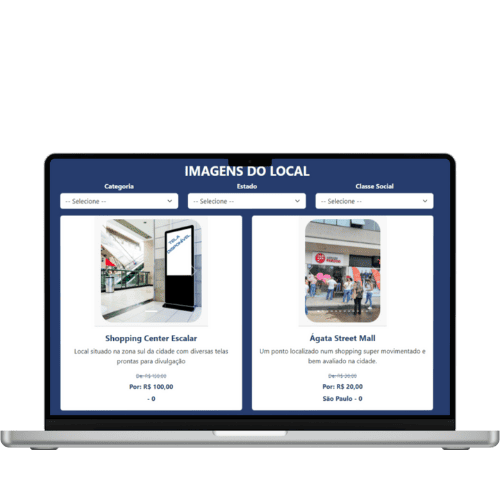 Exemplo da página de vendas com catálogo de pontos disponíveis